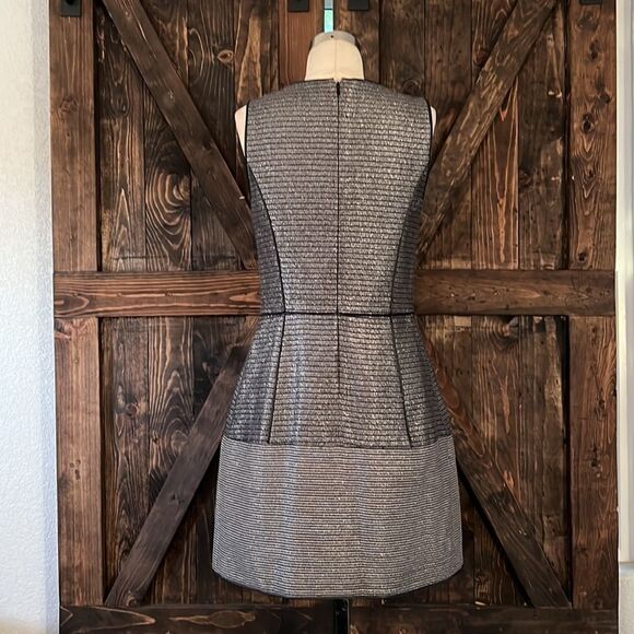 Cynthia Steffe Silver Metallic Tweed Fit and Flare Cocktail Dress - Picture 6 of 10
